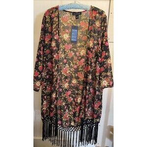 Alisha & Chloe Kimono Smock Caftan Tassles NWT New 3x